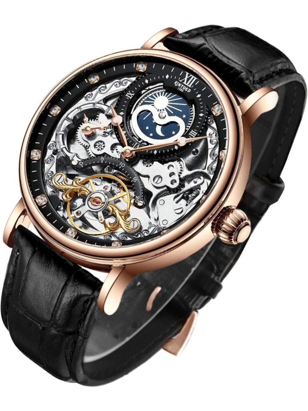 Luxury Skeleton Automatic Mechanical Watch for Men - Leather, Luminous Hands